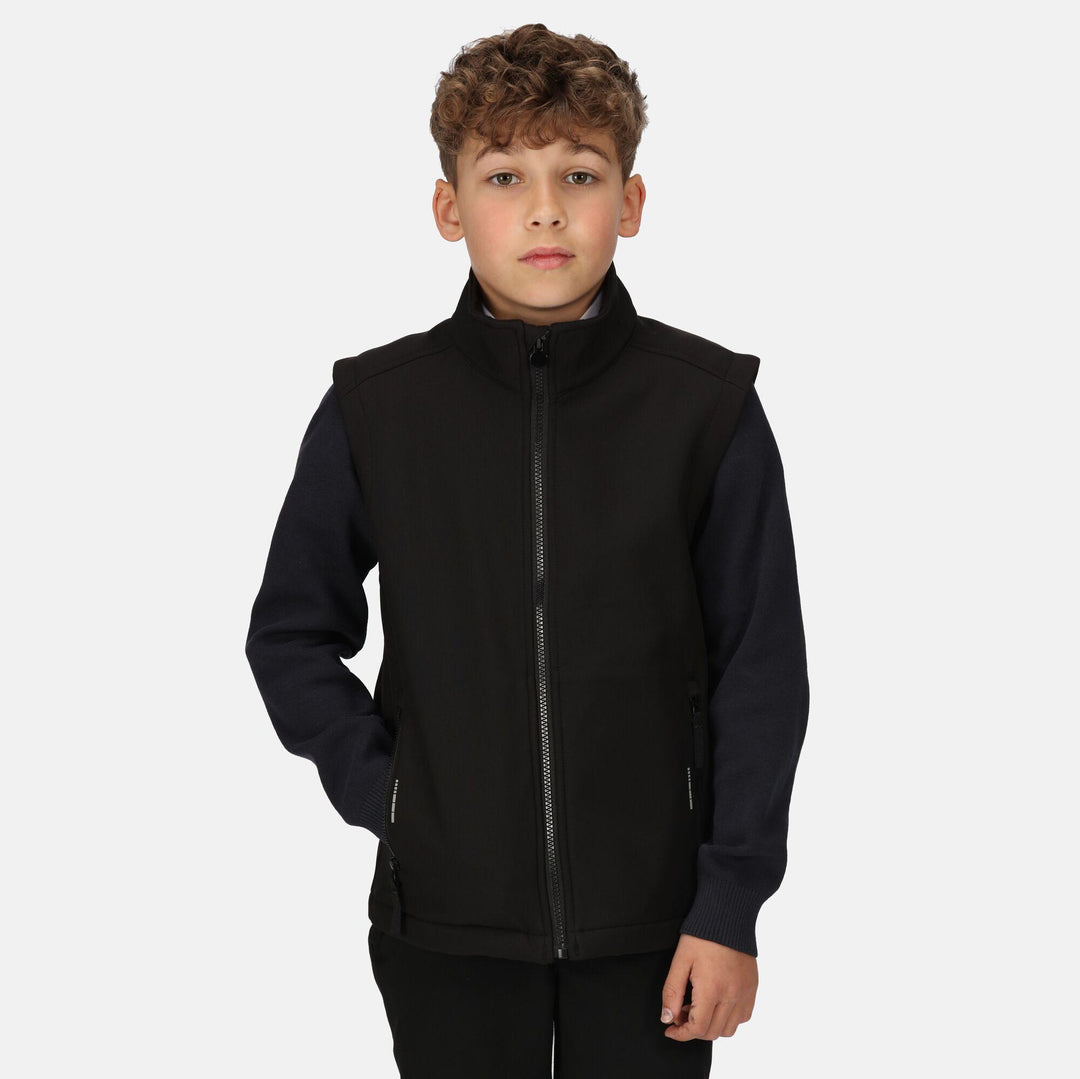 Regatta Professional Kids Ablaze Softshell Bodywarmer Black Model 1#colour_black