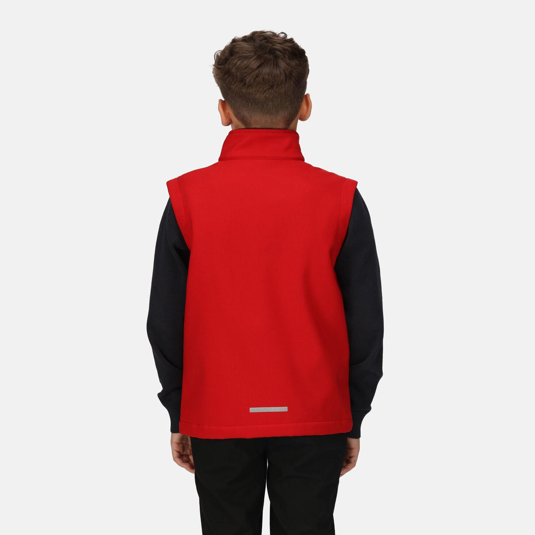 Regatta Professional Kids Ablaze Softshell Bodywarmer Classic Red/Black Model 2#colour_classic-red-black