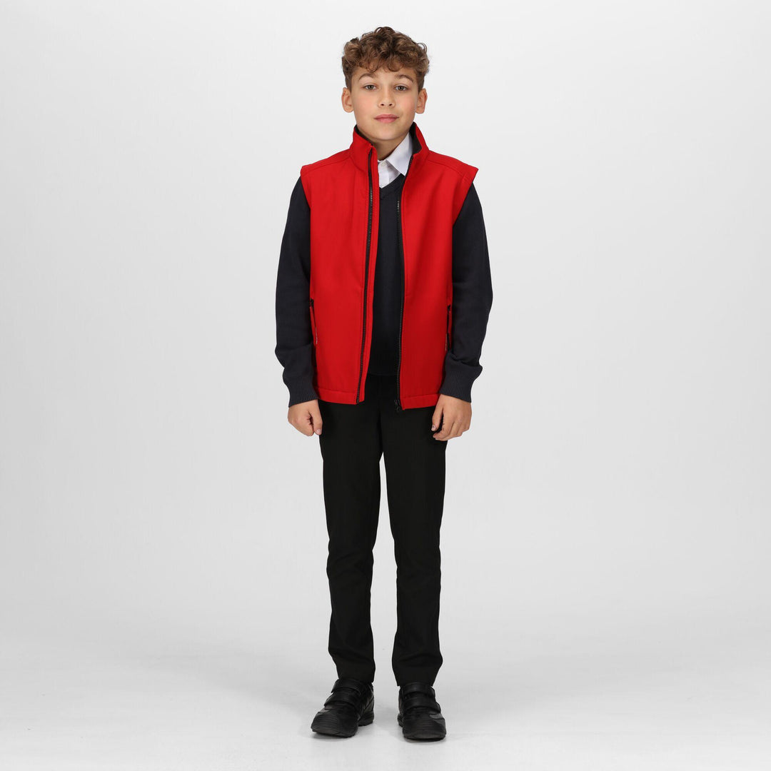 Regatta Professional Kids Ablaze Softshell Bodywarmer Classic Red/Black Model 3#colour_classic-red-black