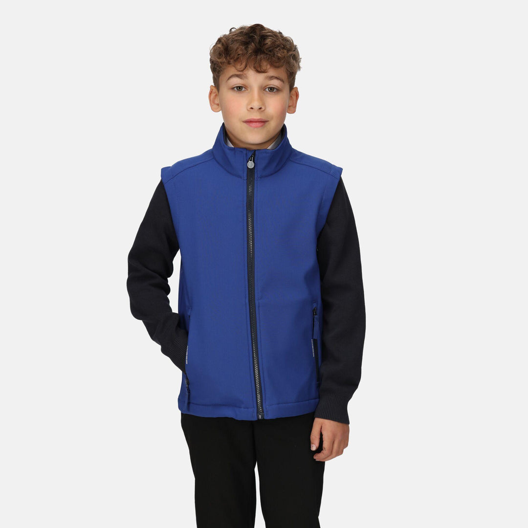 Regatta Professional Kids Ablaze Softshell Bodywarmer Royal Blue/Navy Model 1#colour_royal-blue-navy