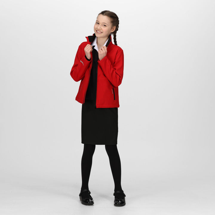 Regatta Professional Kids Ablaze Softshell Jacket Classic Red/Black Model 3#colour_classic-red-black