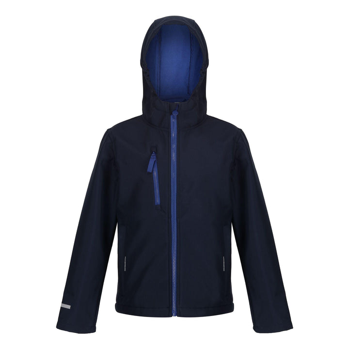 Regatta Professional Kids Ablaze Waterproof Breathable 3-Layer Softshell Jacket Navy/Royal Blue 1#colour_navy-royal-blue