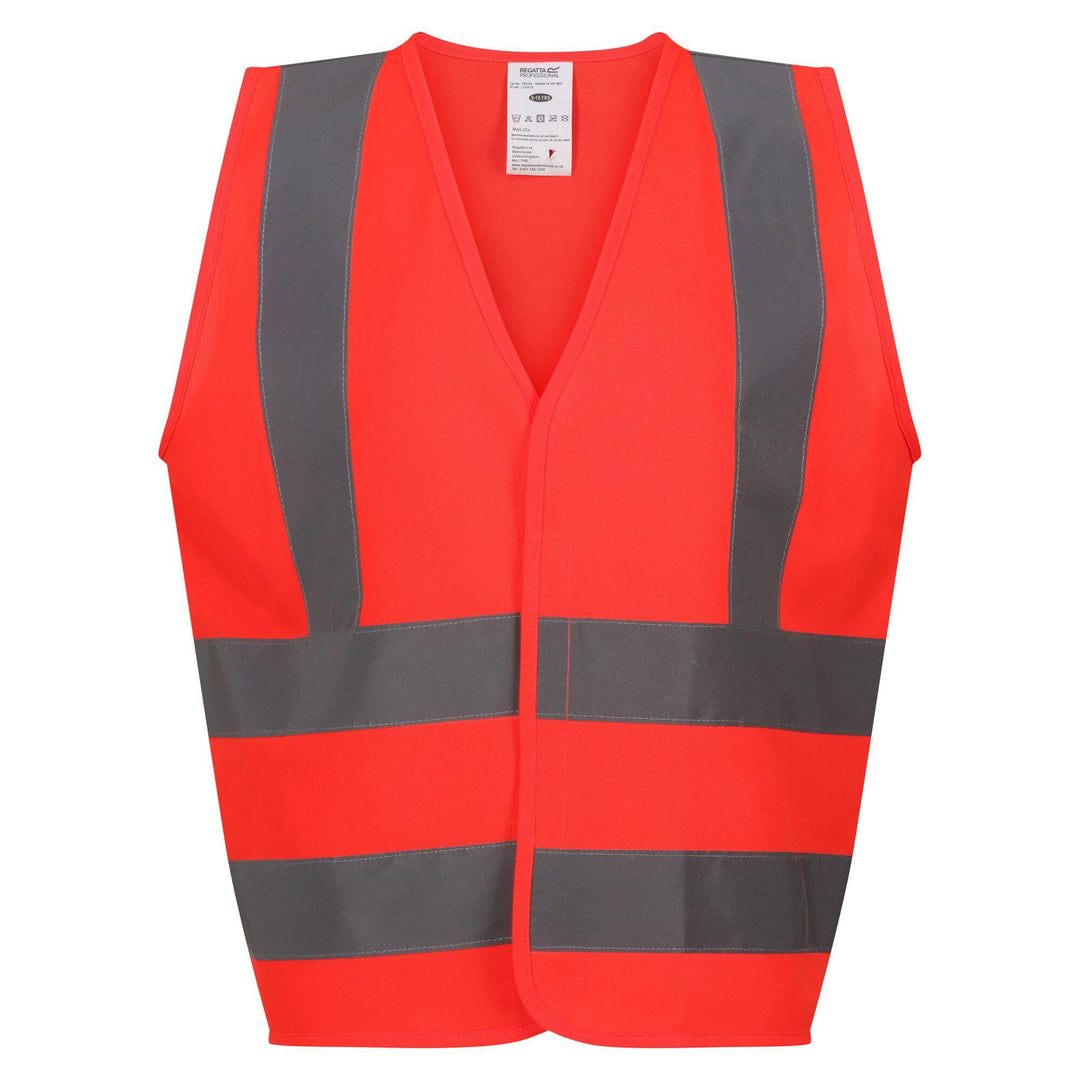 Regatta Professional Kids Junior  Hi-Vis Vest Fluro Red 1#colour_fluro-red