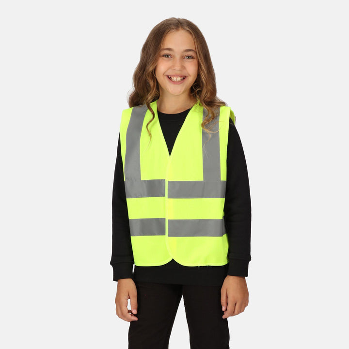 Regatta Professional Kids Junior  Hi-Vis Vest Fluro Yellow Model 1#colour_fluro-yellow