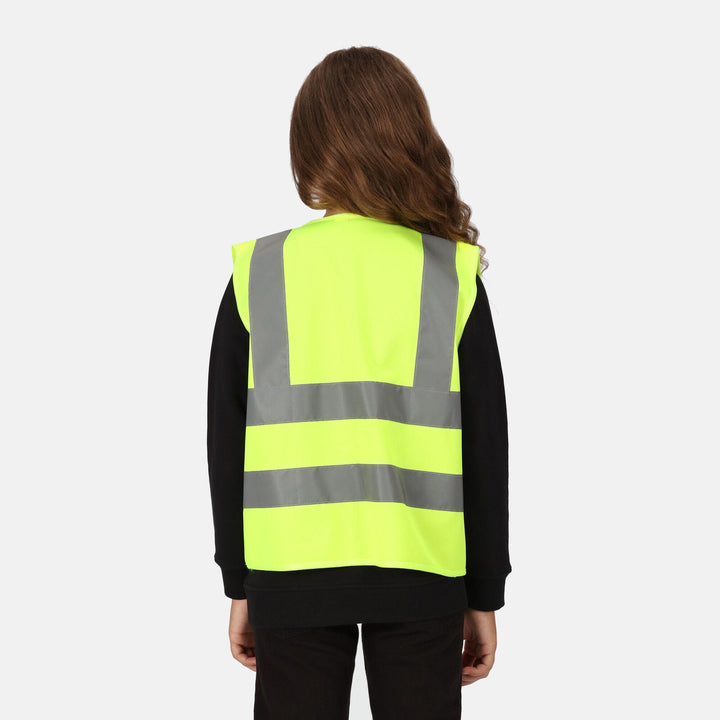 Regatta Professional Kids Junior  Hi-Vis Vest Fluro Yellow Model 2#colour_fluro-yellow