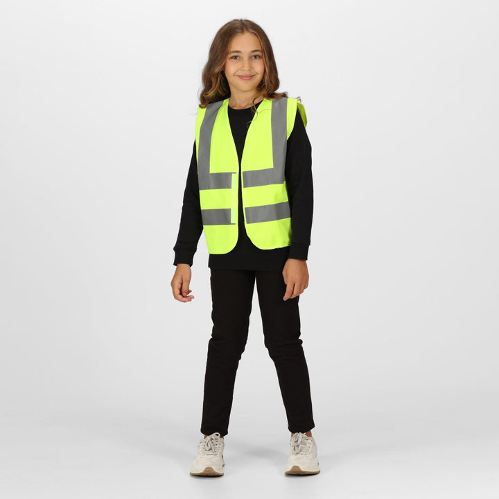 Regatta Professional Kids Junior  Hi-Vis Vest Fluro Yellow Model 3#colour_fluro-yellow