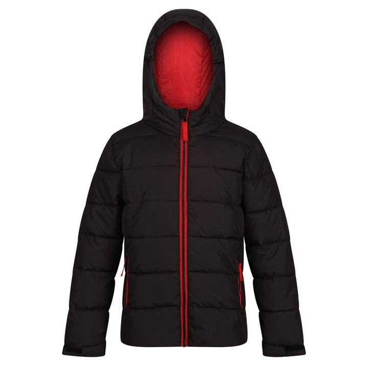 Regatta Professional Kids Scholar Thermal Insulated Hooded Jacket Black/Classic Red 1#colour_black-classic-red