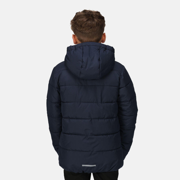 Regatta Professional Kids Scholar Thermal Insulated Hooded Jacket Navy/Royal Blue Model 2#colour_navy-royal-blue