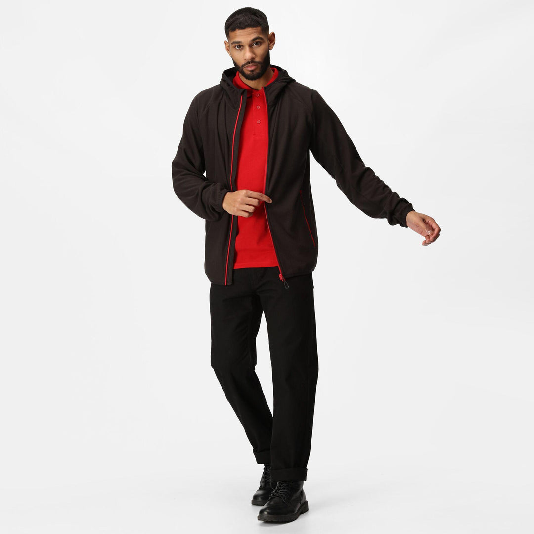 Regatta Professional Navigate Full Zip Hooded Fleece Black/Classic Red Model 3#colour_black-classic-red