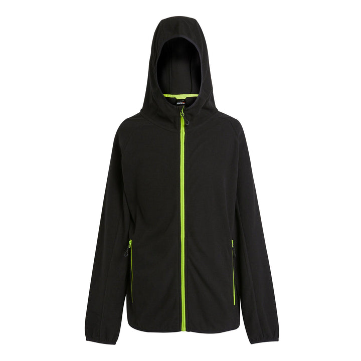 Regatta Professional Navigate Full Zip Hooded Fleece Black/Lime Green 1#colour_black-lime-green