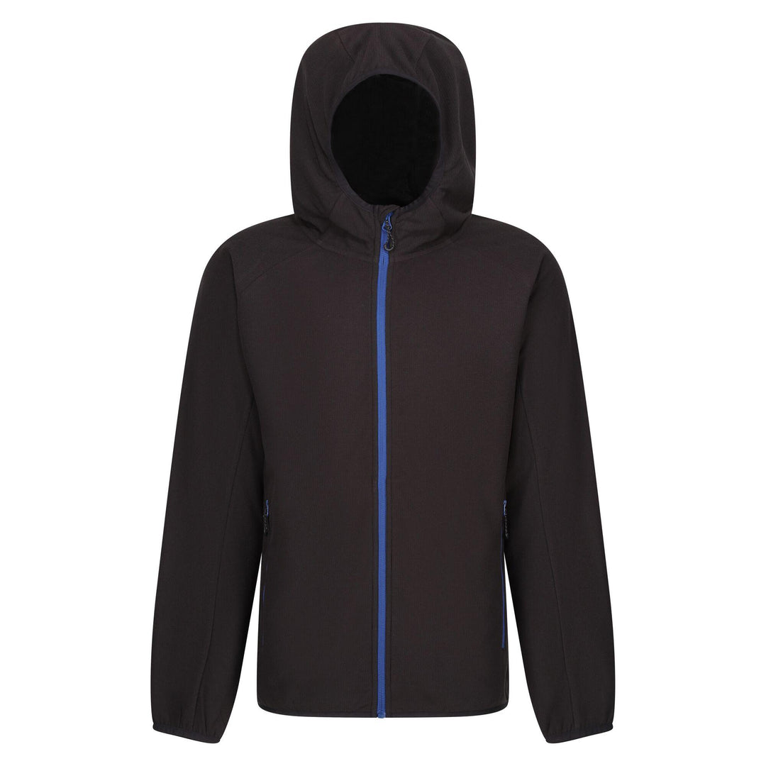 Regatta Professional Navigate Full Zip Hooded Fleece Black/New Royal 1#colour_black-new-royal