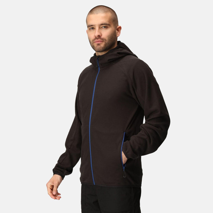 Regatta Professional Navigate Full Zip Hooded Fleece Black/New Royal Model 1#colour_black-new-royal