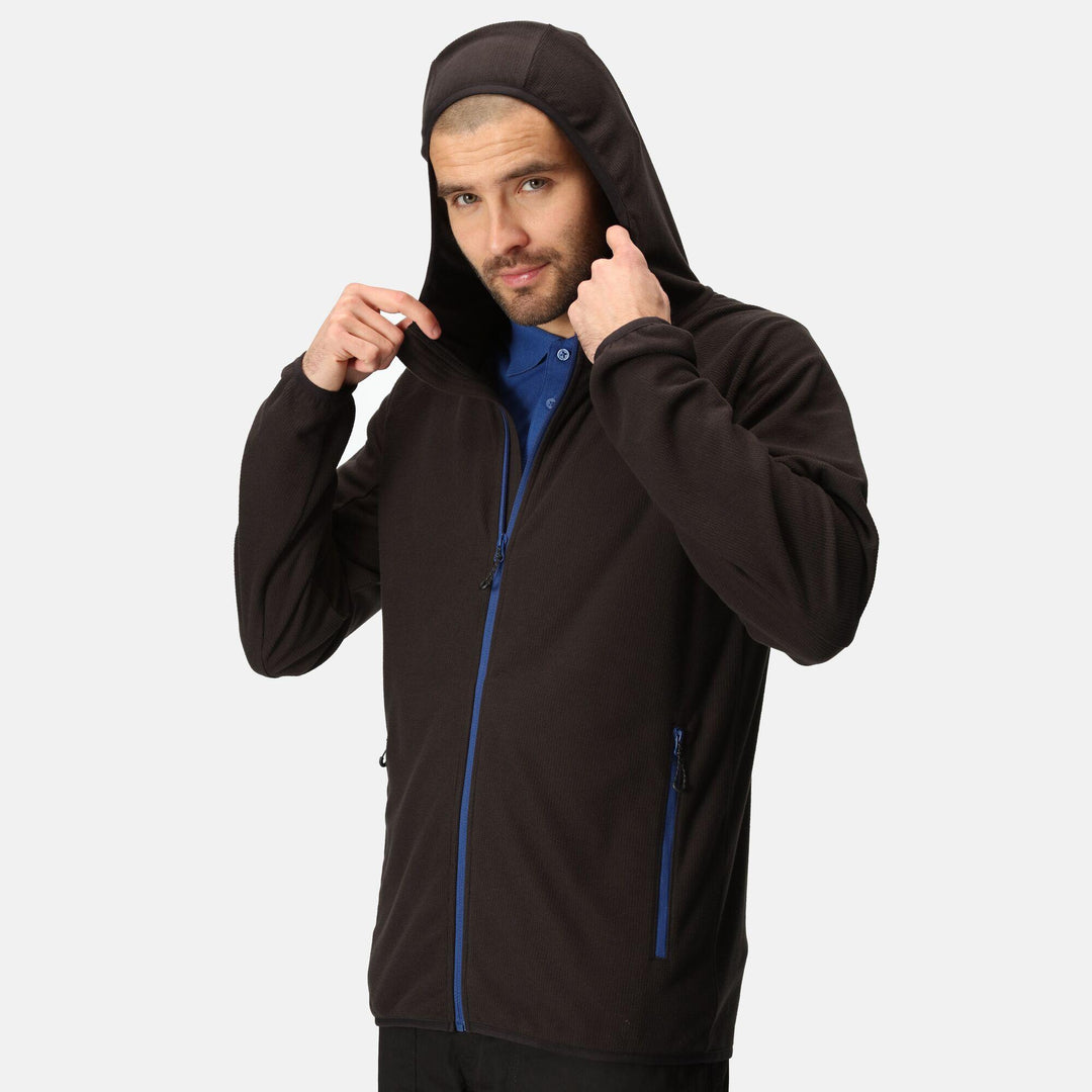 Regatta Professional Navigate Full Zip Hooded Fleece Black/New Royal Model 5#colour_black-new-royal