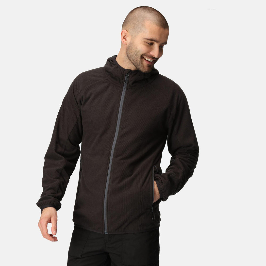 Regatta Professional Navigate Full Zip Hooded Fleece Black/Seal Grey Model 5#colour_black-seal-grey