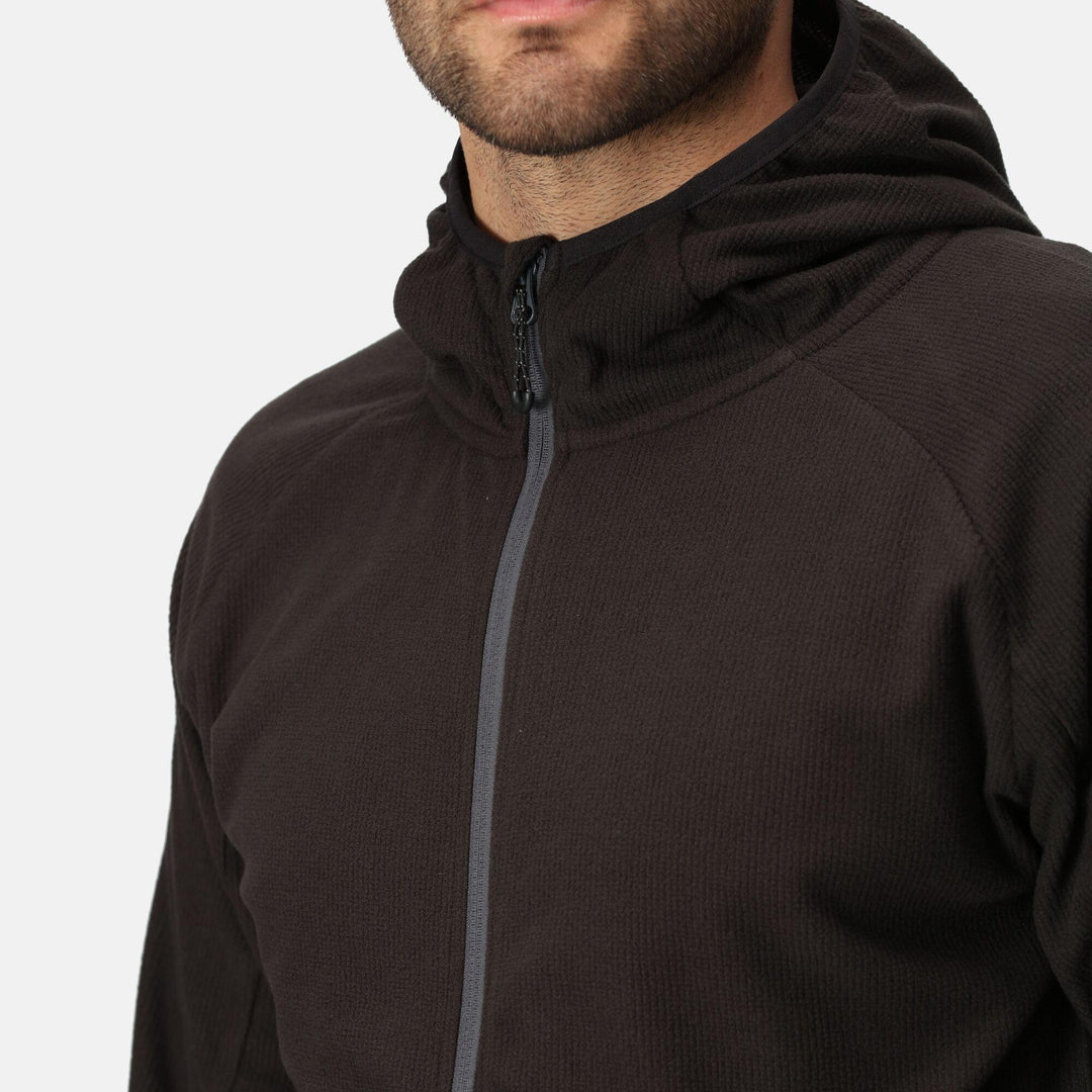 Regatta Professional Navigate Full Zip Hooded Fleece Black/Seal Grey Model 6#colour_black-seal-grey