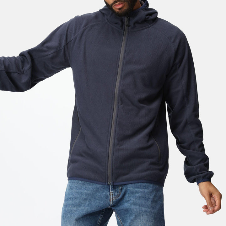 Regatta Professional Navigate Full Zip Hooded Fleece Navy/Seal Grey Model 4#colour_navy-seal-grey