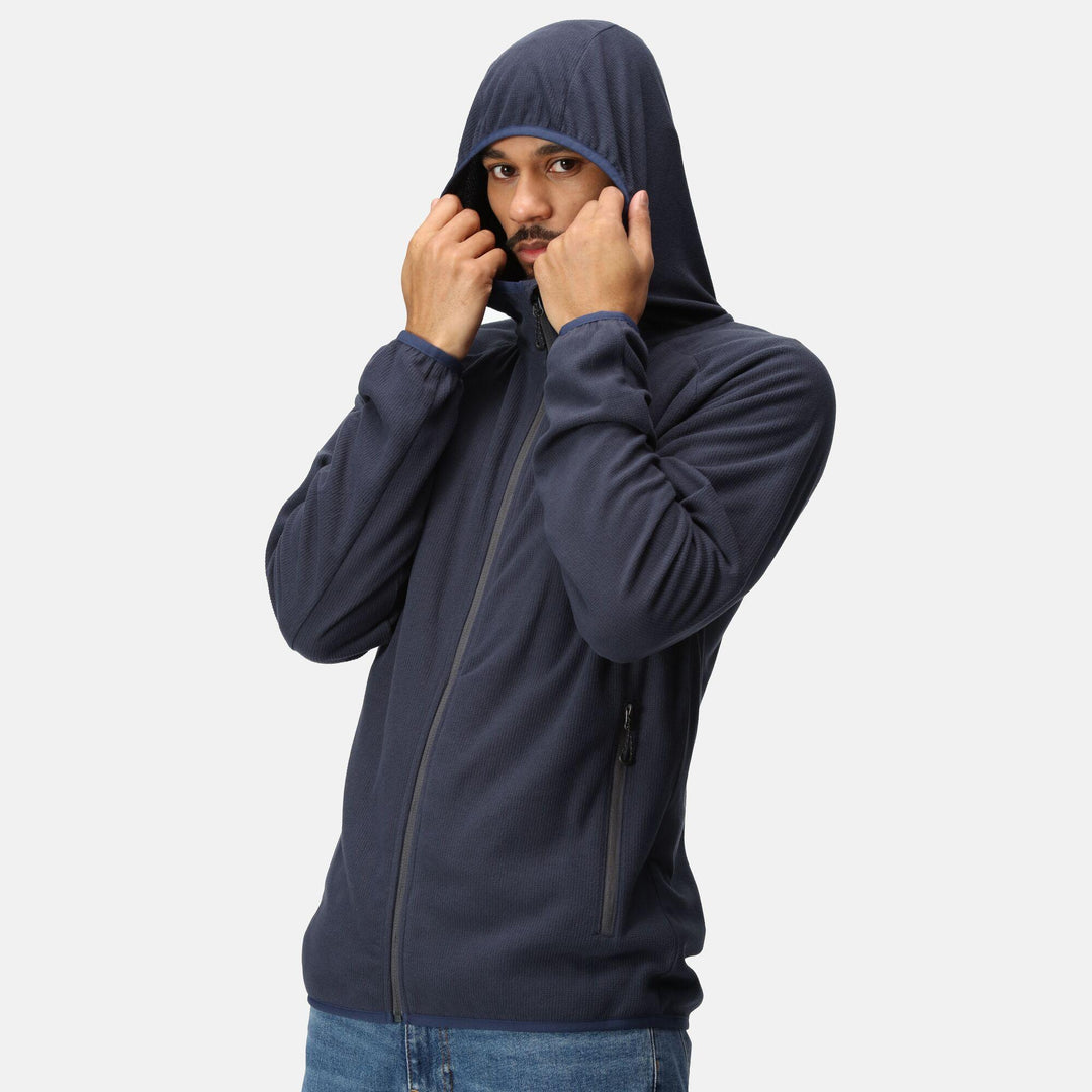 Regatta Professional Navigate Full Zip Hooded Fleece Navy/Seal Grey Model 5#colour_navy-seal-grey