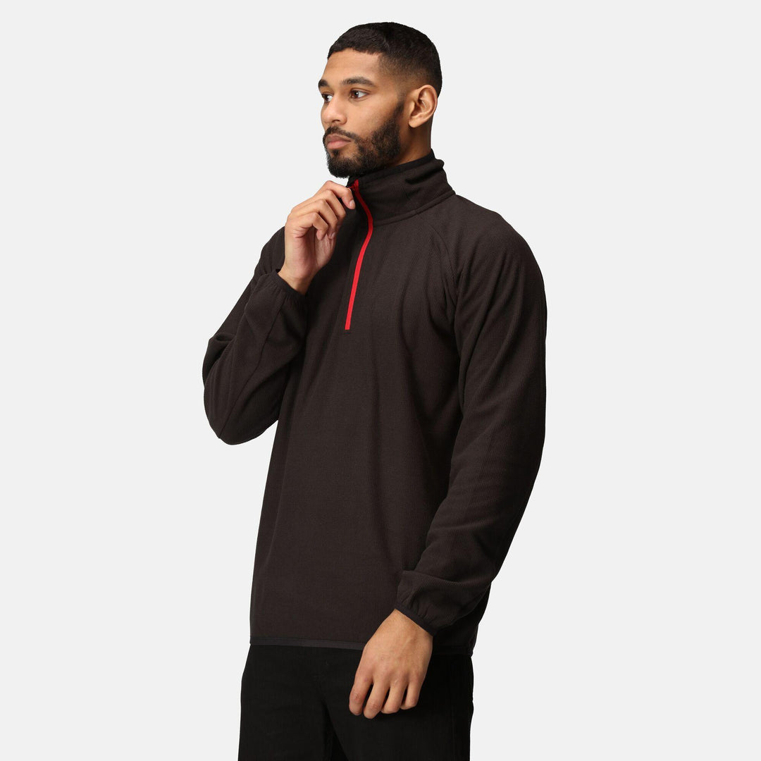 Regatta Professional Navigate Half Zip Fleece Black/Classic Red Model 1#colour_black-classic-red