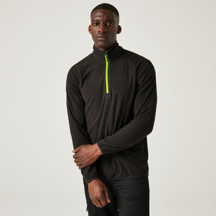 Regatta Professional Navigate Half Zip Fleece Black/Lime Green Model 1#colour_black-lime-green