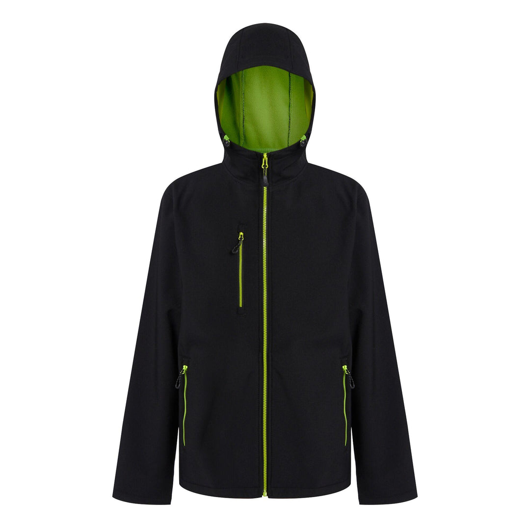 Regatta Professional Navigate Hooded Softshell Jacket Black/Lime Green 1#colour_black-lime-green