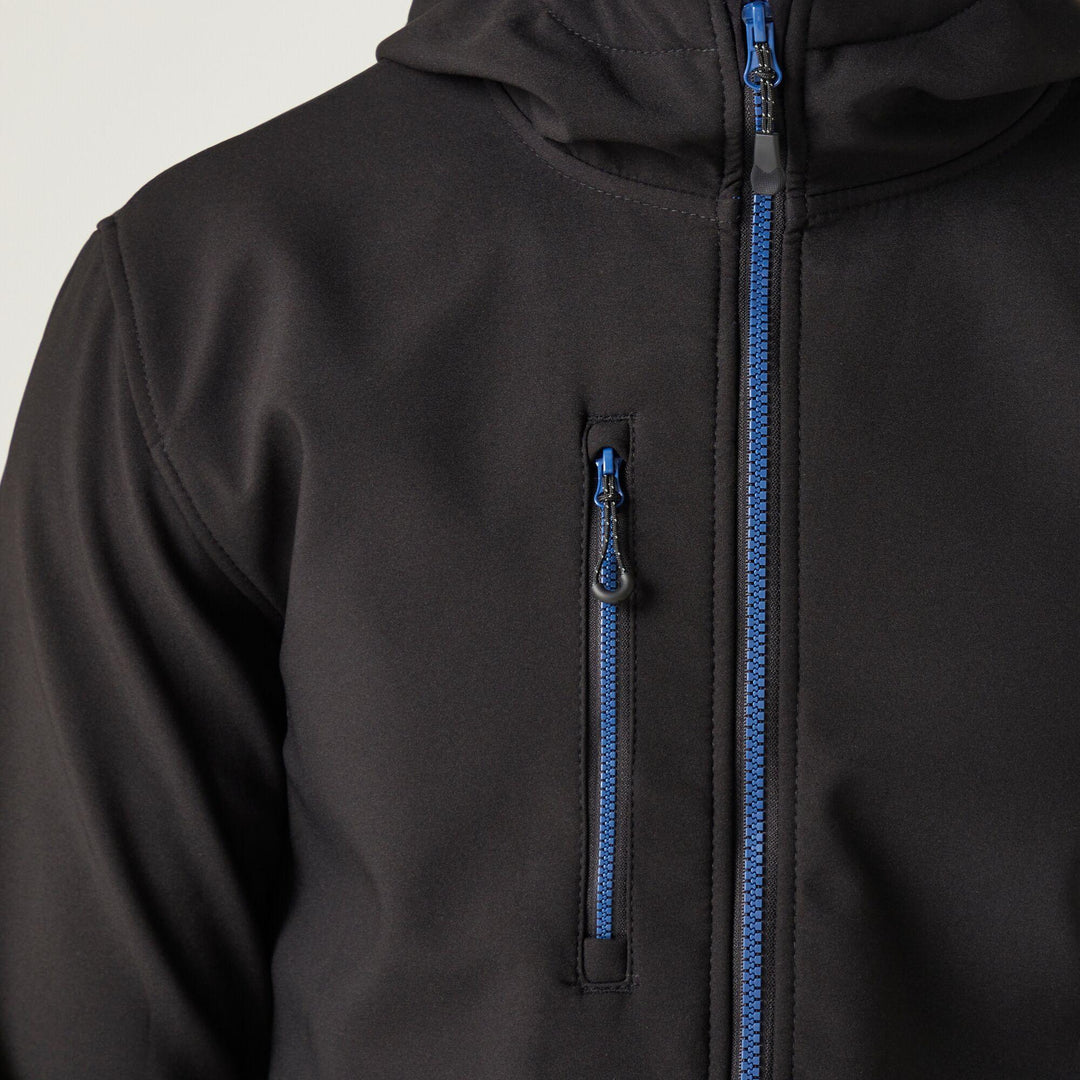 Regatta Professional Navigate Hooded Softshell Jacket Black/New Royal Model 5#colour_black-new-royal