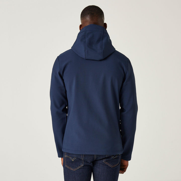 Regatta Professional Navigate Hooded Softshell Jacket Navy/French Blue Model 2#colour_navy-french-blue