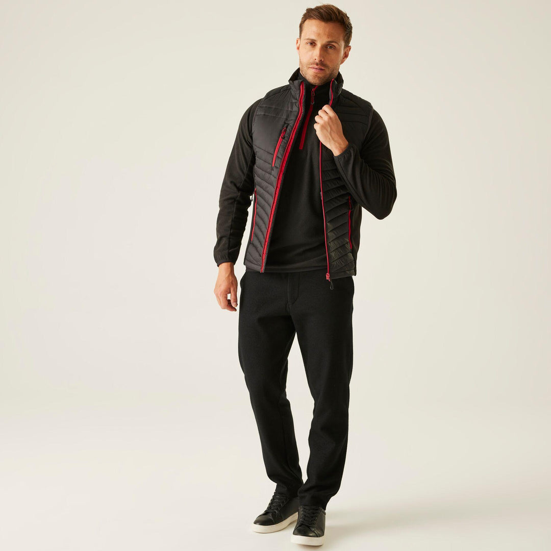 Regatta Professional Navigate Hybrid Lightweight Bodywarmer Black/Classic Red Model 3#colour_black-classic-red
