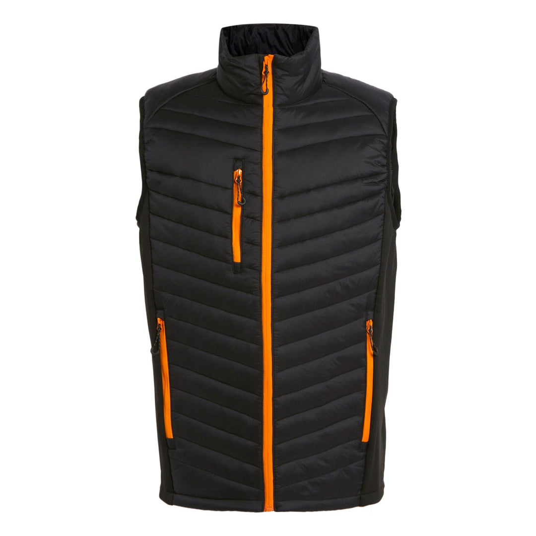 Regatta Professional Navigate Hybrid Lightweight Bodywarmer Black/Orange Pop 1#colour_black-orange-pop