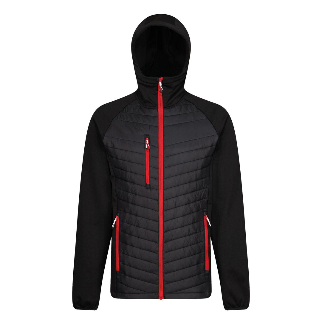 Regatta Professional Navigate Hybrid Lightweight Hooded Jacket Black/Classic Red 1#colour_black-classic-red