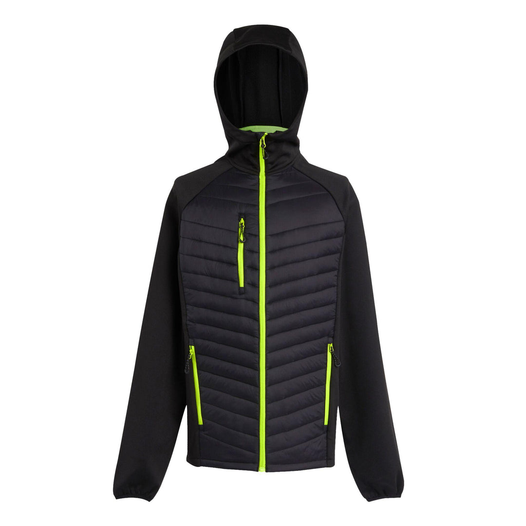 Regatta Professional Navigate Hybrid Lightweight Hooded Jacket Black/Lime Green 1#colour_black-lime-green