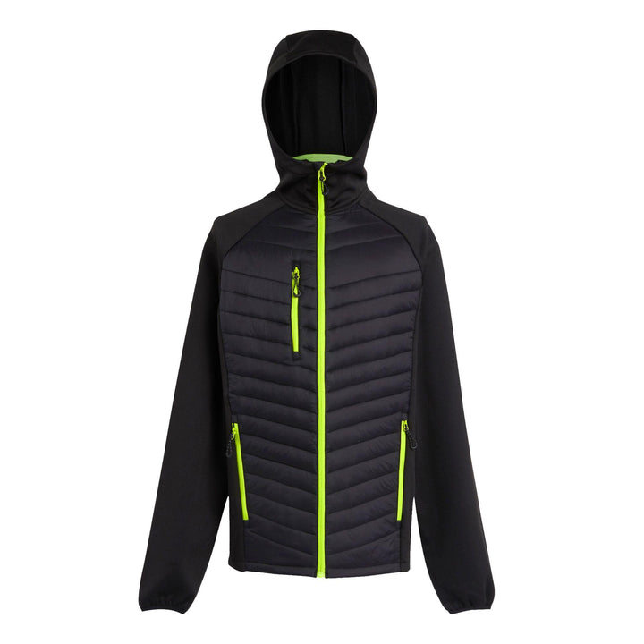 Regatta Professional Navigate Hybrid Lightweight Hooded Jacket Black/Lime Green 1#colour_black-lime-green