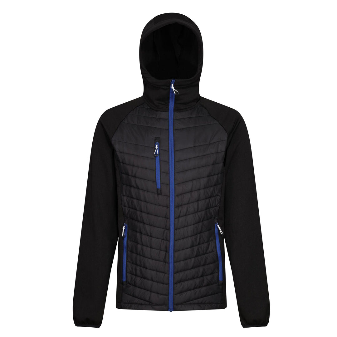 Regatta Professional Navigate Hybrid Lightweight Hooded Jacket Black/New Royal 1#colour_black-new-royal