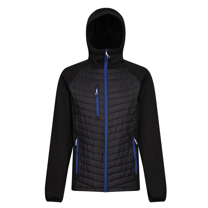 Regatta Professional Navigate Hybrid Lightweight Hooded Jacket Black/New Royal 1#colour_black-new-royal