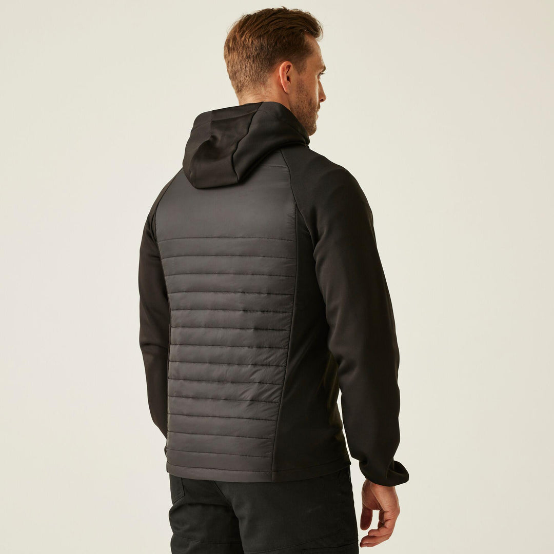 Regatta Professional Navigate Hybrid Lightweight Hooded Jacket Black/New Royal Model 2#colour_black-new-royal