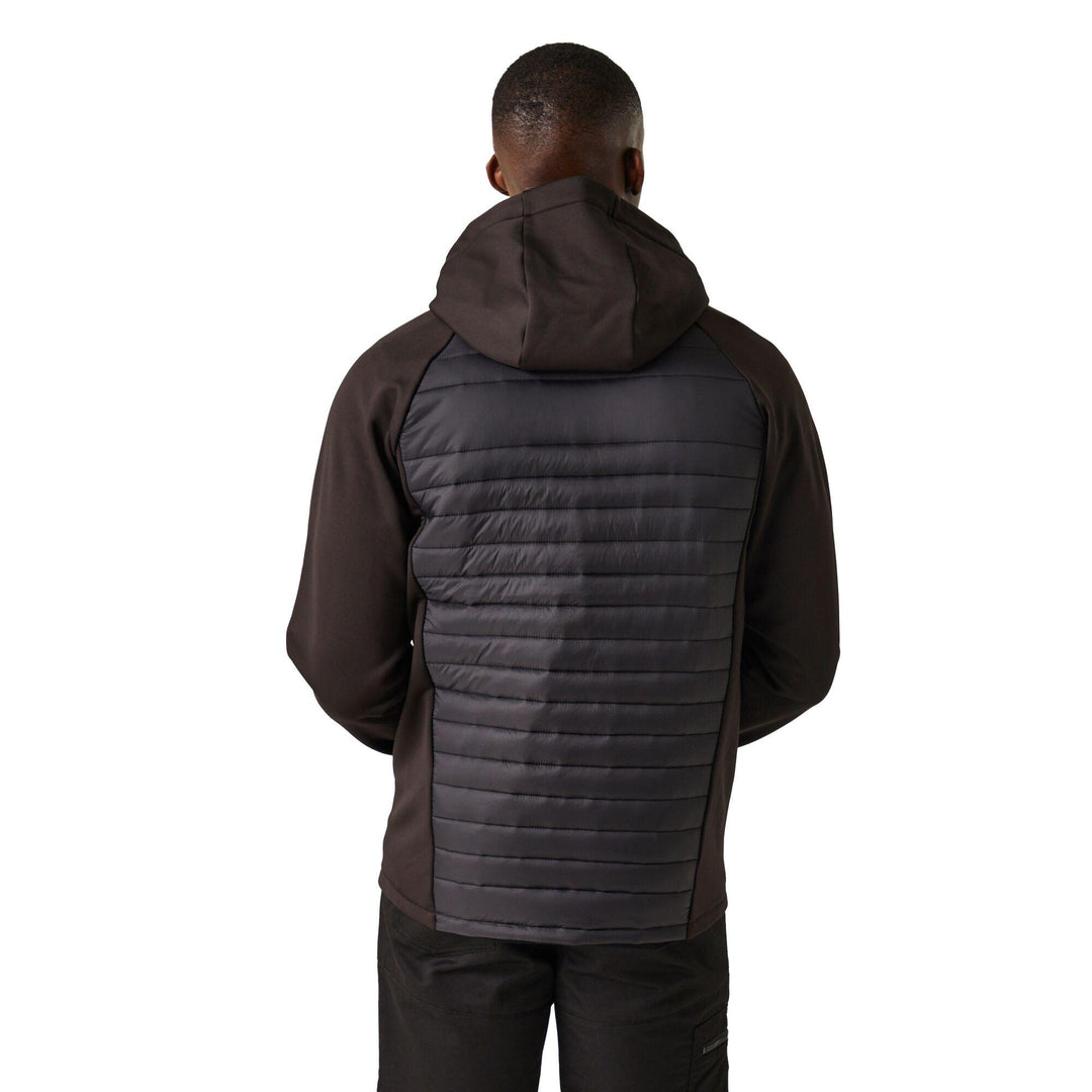 Regatta Professional Navigate Hybrid Lightweight Hooded Jacket Black/Orange Pop Model 2#colour_black-orange-pop