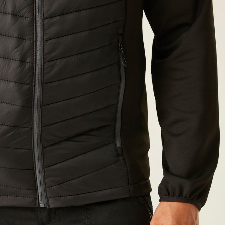 Regatta Professional Navigate Hybrid Lightweight Hooded Jacket Black/Seal Grey Model 2#colour_black-seal-grey