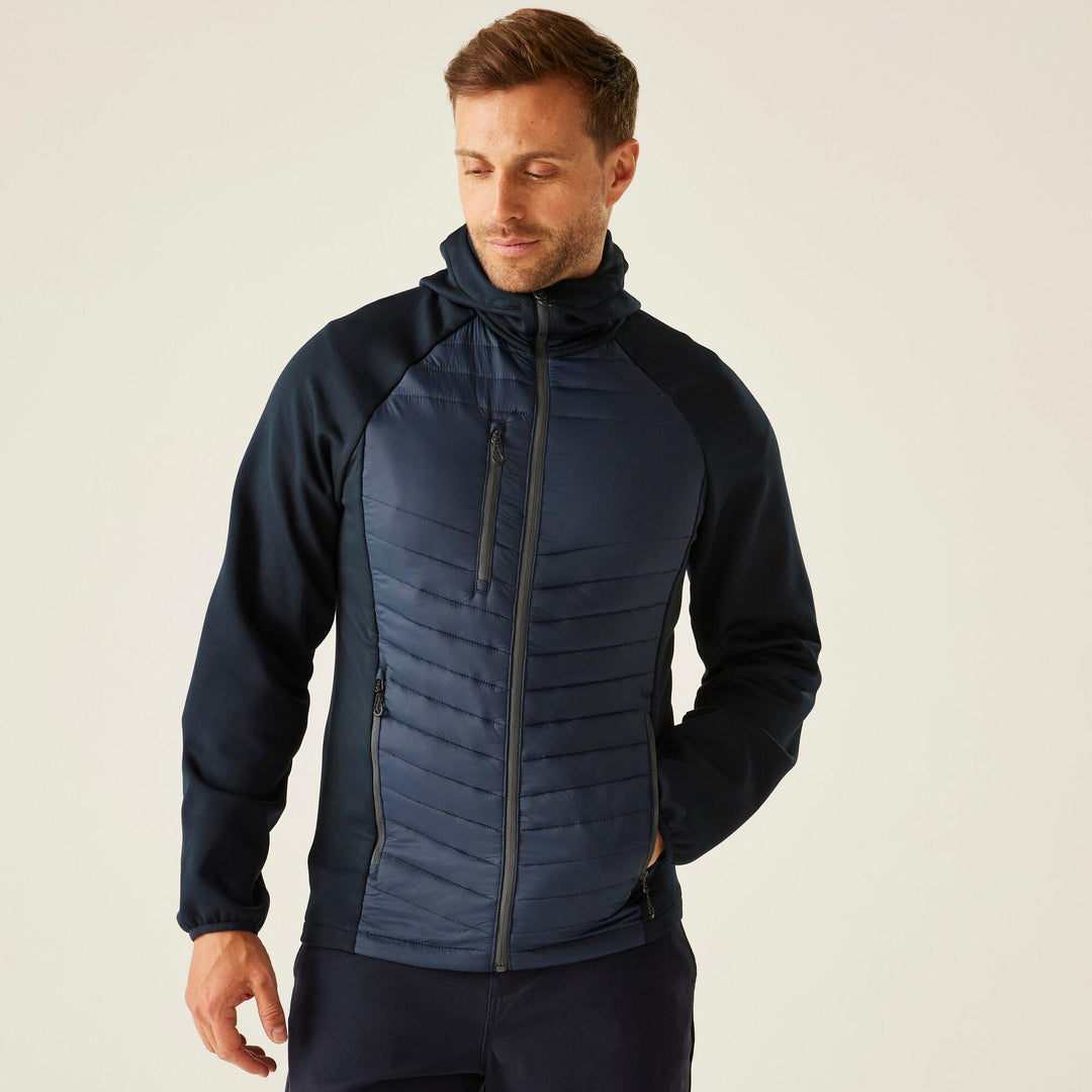 Regatta Professional Navigate Hybrid Lightweight Hooded Jacket Navy/Seal Grey Model 1#colour_navy-seal-grey