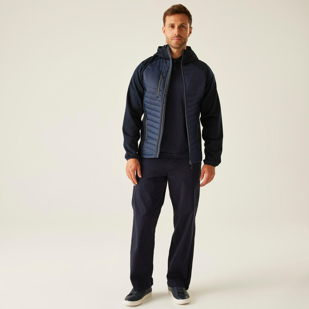Regatta Professional Navigate Hybrid Lightweight Hooded Jacket Navy/Seal Grey Model 3#colour_navy-seal-grey