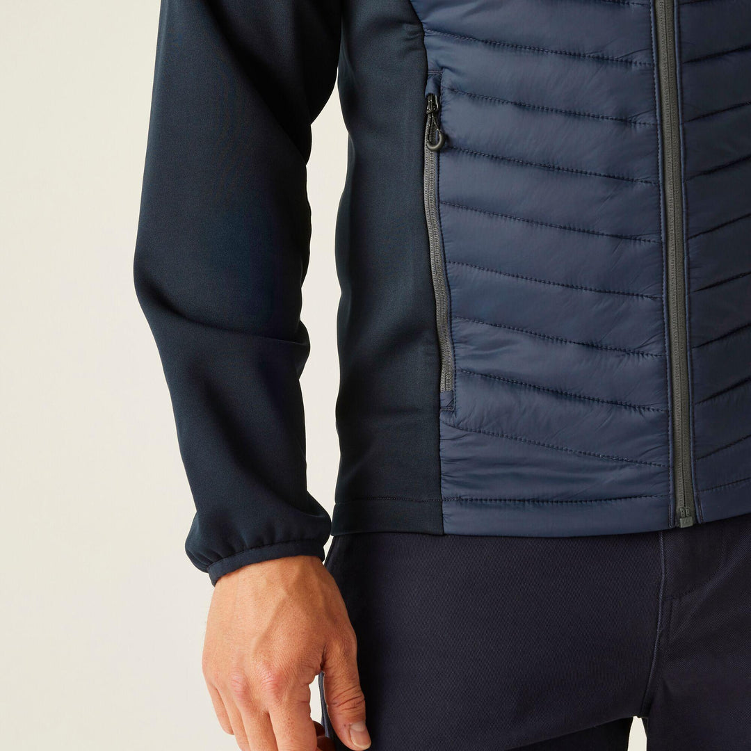 Regatta Professional Navigate Hybrid Lightweight Hooded Jacket Navy/Seal Grey Model 4#colour_navy-seal-grey
