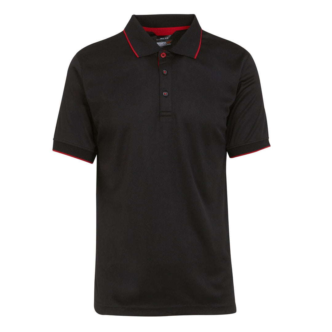 Regatta Professional Navigate Moisture-Wicking Anti-Bacterial Short Sleeve Polo Shirt Black/Classic Red 1#colour_black-classic-red