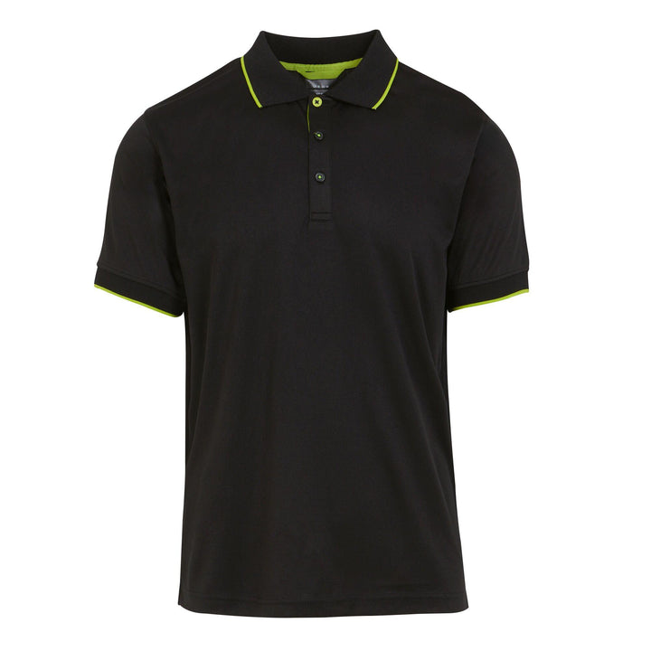 Regatta Professional Navigate Moisture-Wicking Anti-Bacterial Short Sleeve Polo Shirt Black/Lime Green 1#colour_black-lime-green