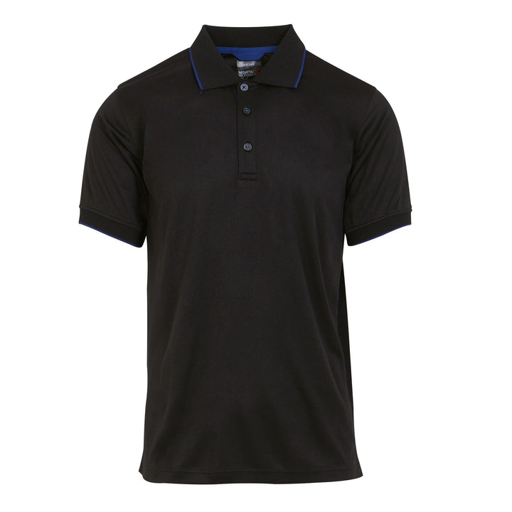 Regatta Professional Navigate Moisture-Wicking Anti-Bacterial Short Sleeve Polo Shirt Black/New Royal 1#colour_black-new-royal