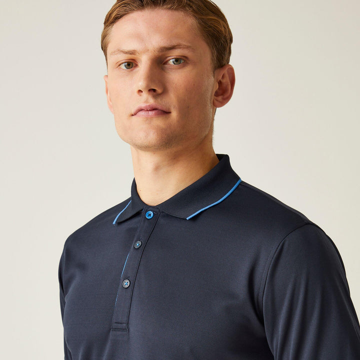 Regatta Professional Navigate Moisture-Wicking Anti-Bacterial Short Sleeve Polo Shirt Navy/French Blue Model 4#colour_navy-french-blue