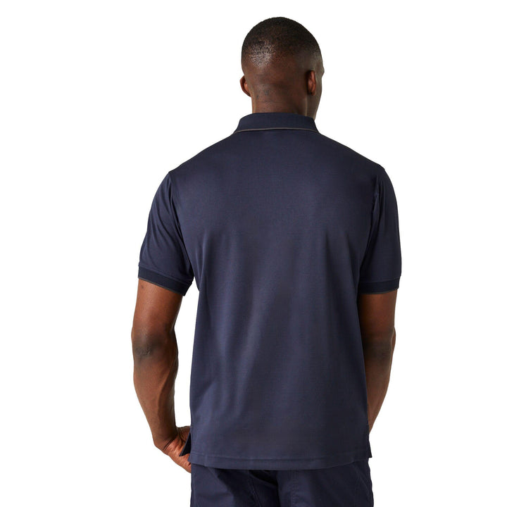 Regatta Professional Navigate Moisture-Wicking Anti-Bacterial Short Sleeve Polo Shirt Navy/Seal Grey Model 2#colour_navy-seal-grey