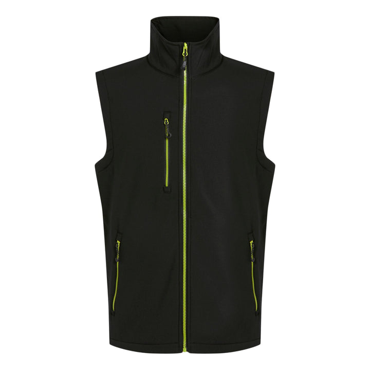 Regatta Professional Navigate Softshell Bodywarmer Black/Lime Green 1#colour_black-lime-green