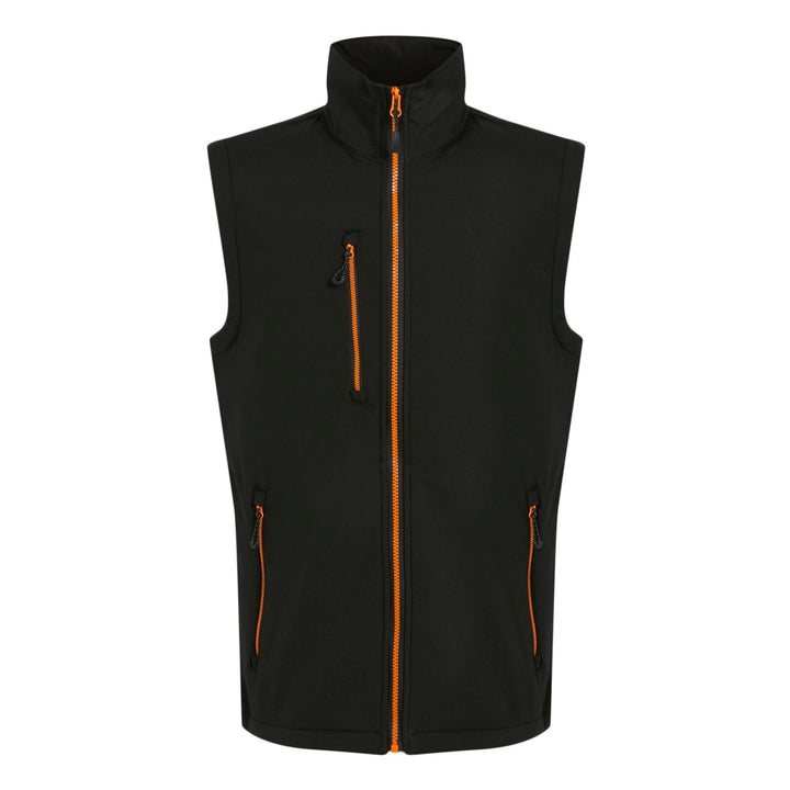 Regatta Professional Navigate Softshell Bodywarmer Black/Orange Pop 1#colour_black-orange-pop