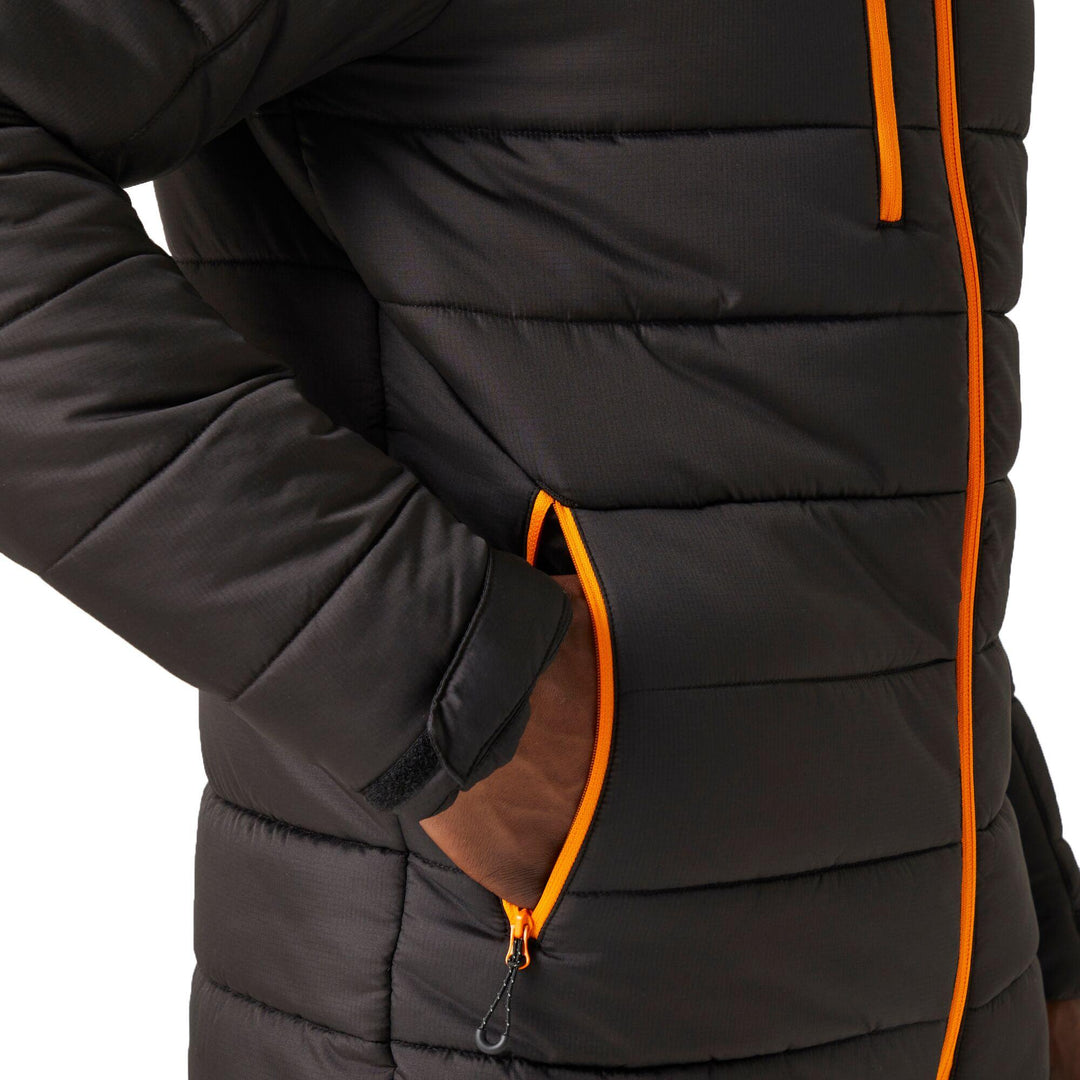 Regatta Professional Navigate Thermal Insulated Jacket Black/Orange Pop Model 5#colour_black-orange-pop