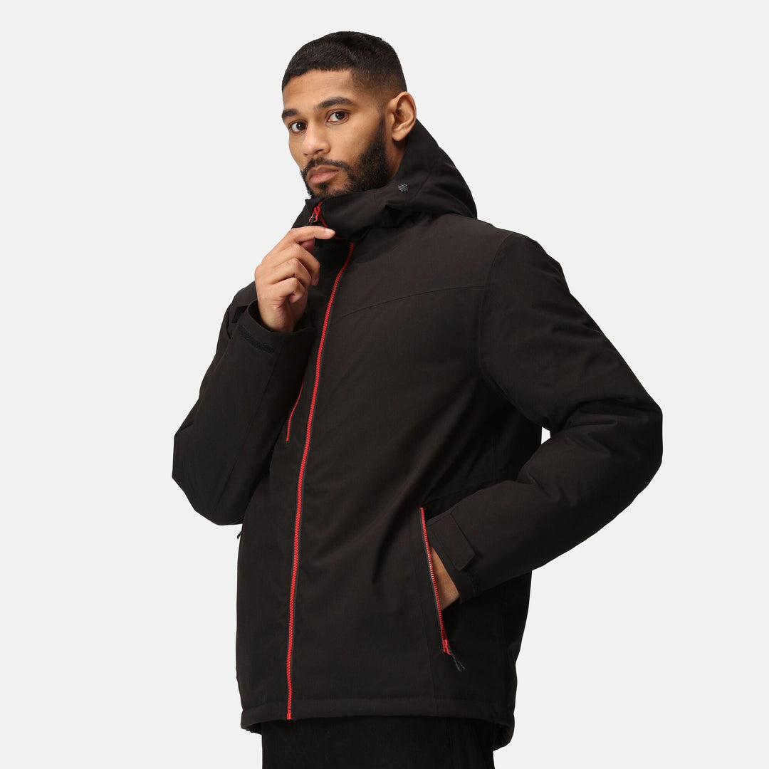 Regatta Professional Navigate Waterproof Insulated Jacket Black/Classic Red Model 1#colour_black-classic-red