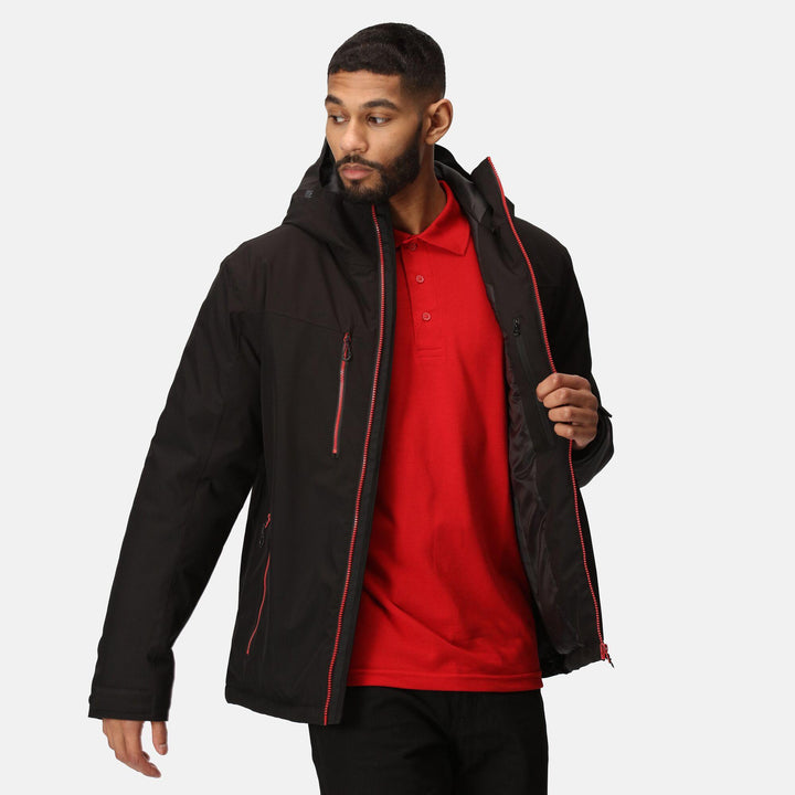 Regatta Professional Navigate Waterproof Insulated Jacket Black/Classic Red Model 4#colour_black-classic-red