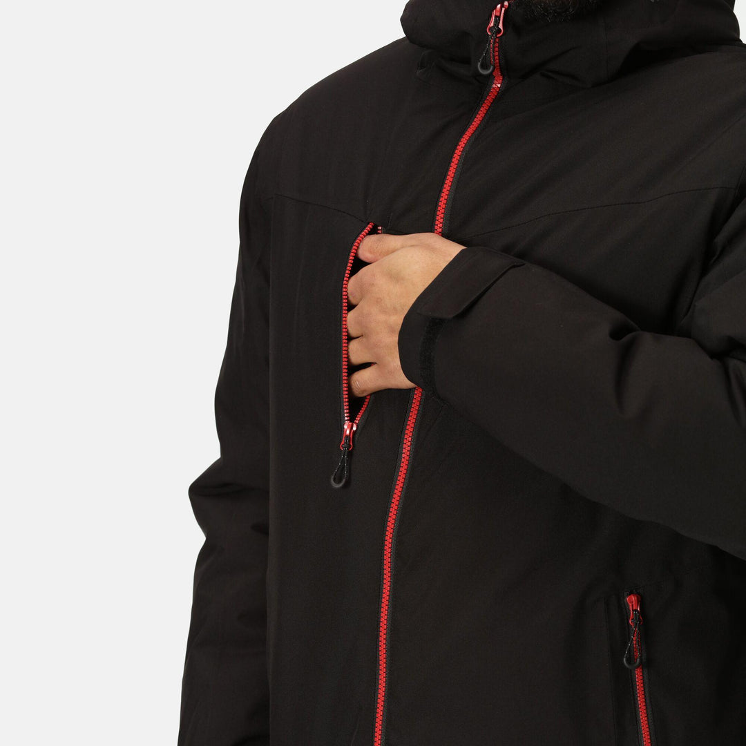 Regatta Professional Navigate Waterproof Insulated Jacket Black/Classic Red Model 5#colour_black-classic-red